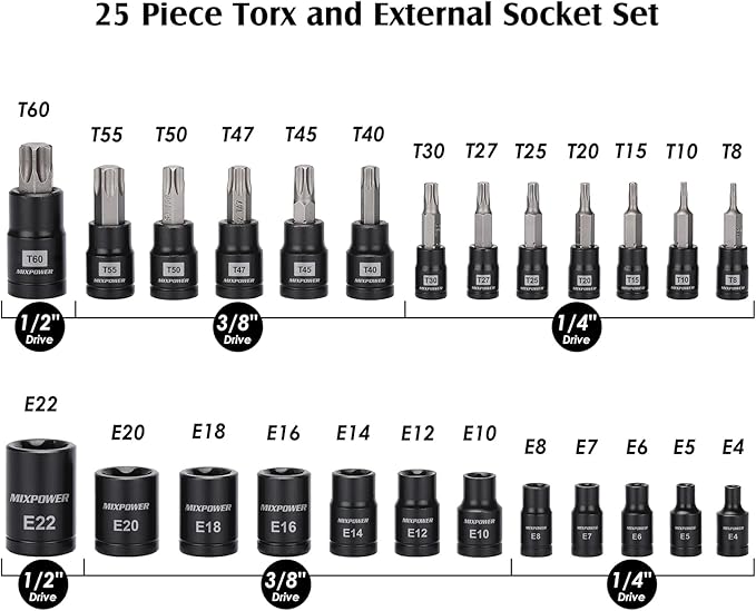 StarForce™ 25-Piece Torx & E-Torx Socket Set